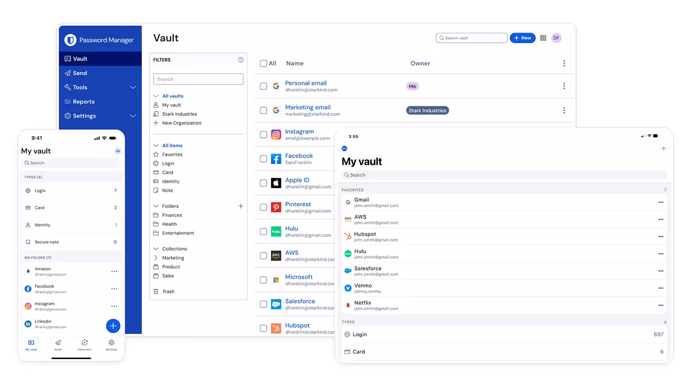 Bitwarden password manager interface